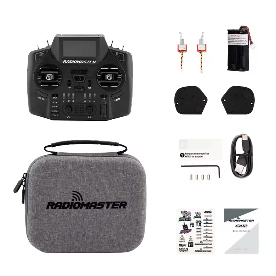 Radiomaster GX12 Remote Control 1000HZ 3D Digital CNC Hall Gimbal Dual Band Antenna Gemini XROSSBAND EXpressLRS Radio Controller(Mode 2)