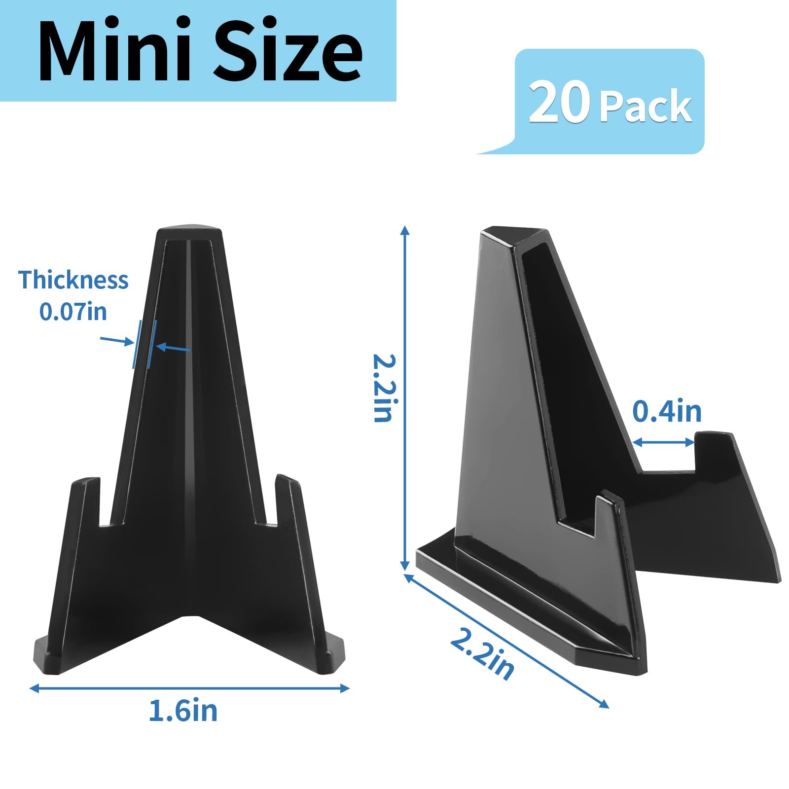 Reastar 20 Pack Card Stands, Acrylic Card Display, Mini Sports Card Holder, Black Card Stands for Displaying Trading Cards, Baseball Cards, Challenge Medals, Coins, Graded Card (2.28 Inch Tall)