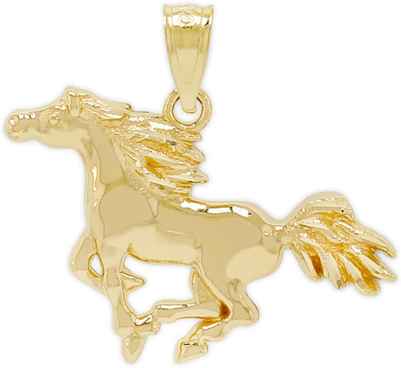 Gold Galloping Horse Charm - 10 Karat Solid Gold - Horse Pendant