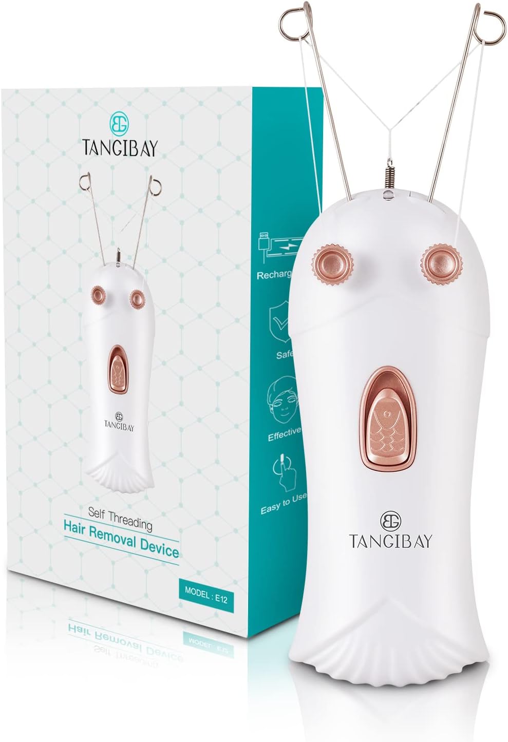 Mermaid Threading Hair Removal - Rechargeable Facial Hair Threader Machine, Womens Automatic Thread Hair Remover Tool Kit, Electric Threads Epilator for Face, Upper Lip, Arms (White)