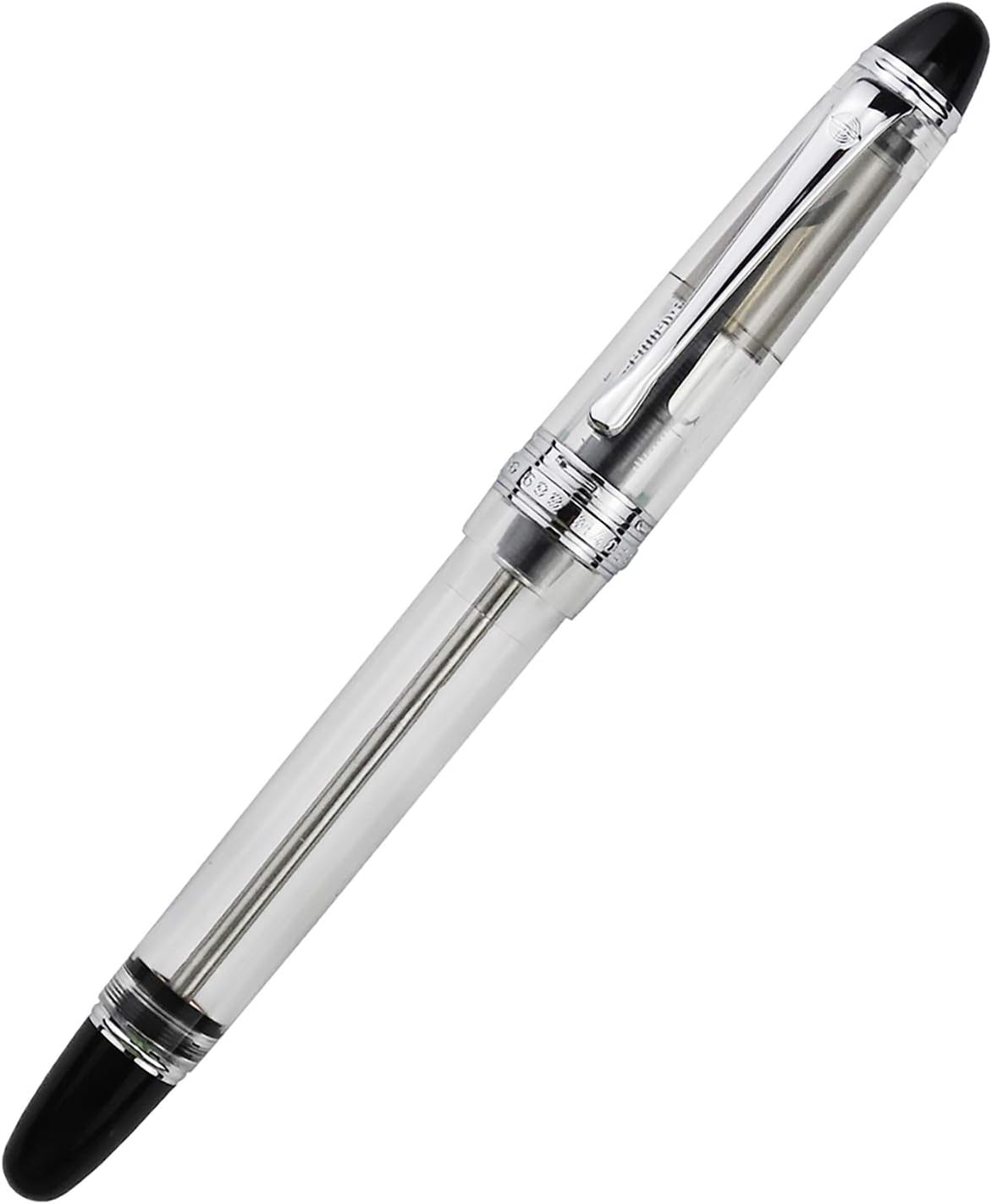 Lanxivi Yongsheng 699 Vaccum Filling Fountain Pen Fine Nib, Brown Translucent Acrylic Solid Section Paper Box Set