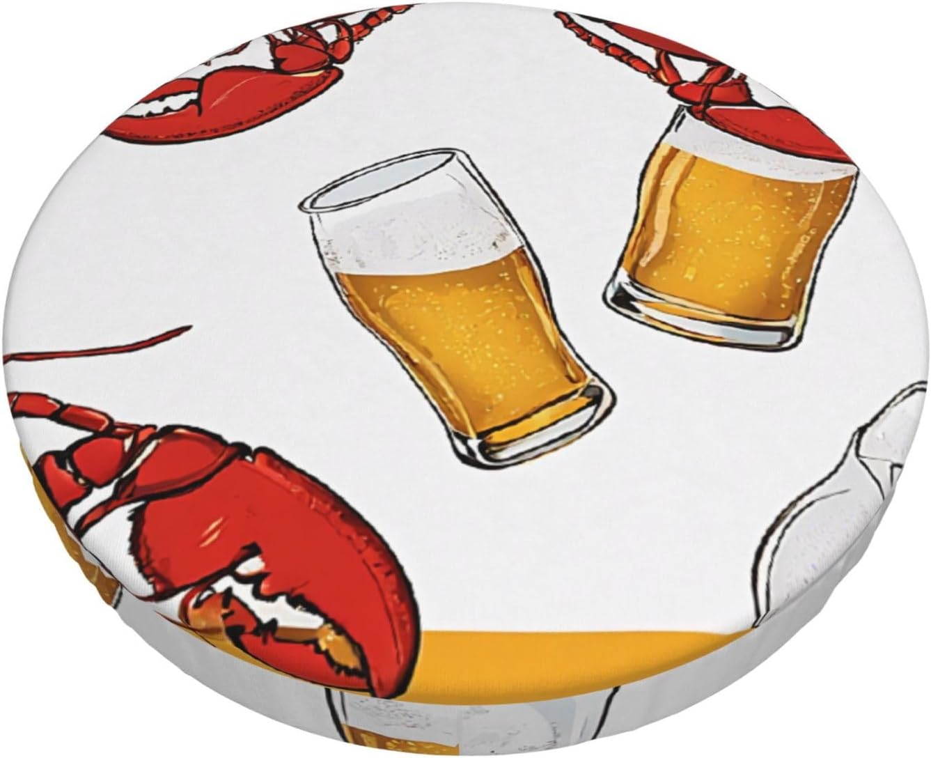 Beer and Crawfish Pattern 13 inch Round Bar Stool Covers