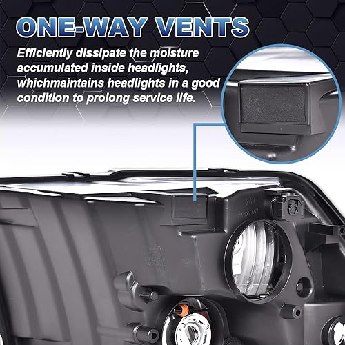 Miniatura 7 de PIT66 Faros delanteros, compatibles con Dodge Ram 2500 350009-18 Ram 150011-18 Ram 4500 5500 (solo compatible con modelos de faros cuádruples),