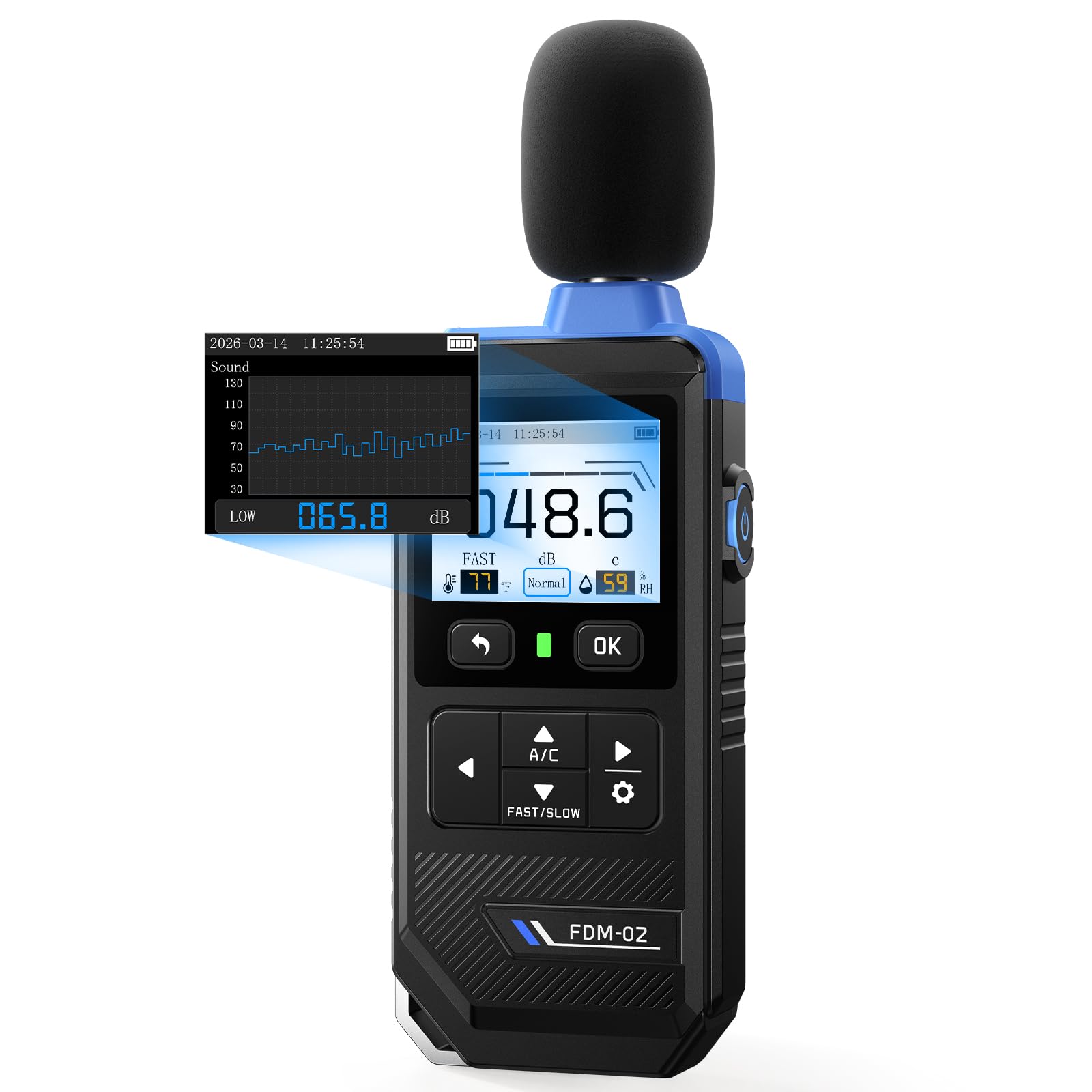 FNIRSI FDM-02 Decibel Meter, Real-Time Noise Monitoring for Home & Work