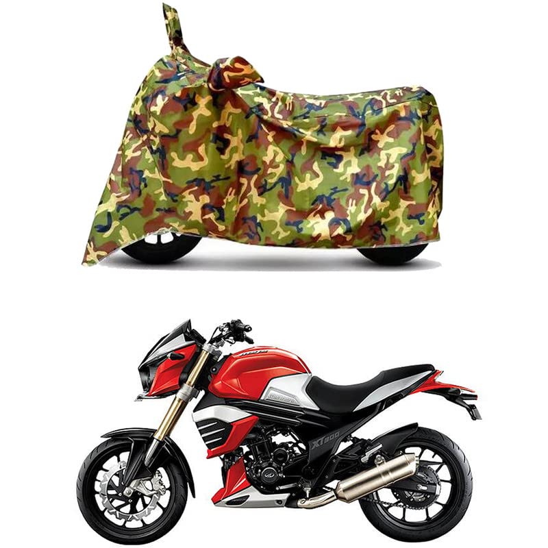 Image of Waterproof 100% PVC Coated Full Bike Scooty Two Wheeler Body Cover Compatible for Mahindra Mojo /UV-Rays /Heat Protection /Birds Dropping /Scratchproof /Dust Proof /All Varient[6X6 Jungle Print]