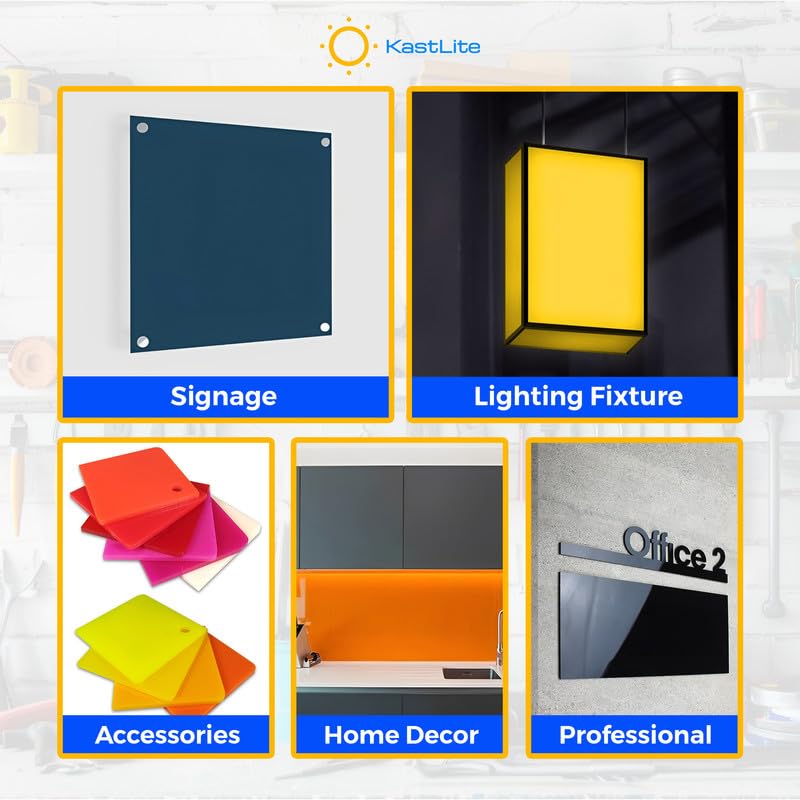 KASTLITE Colored Acrylic Sheets Nominal 6" x 6" - Plastic Sheet Easy to Cut, Saw, Shape, Laser Cut - Ideal for Arts & Crafts & DIY Projects- Durable, Lightweight, Scratch Resistant - Blue 4 Pack
