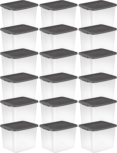 Miniatura 2 de Sterilite Bolsa de almacenamiento apilable de 50 cuartos de galón, contenedor de plástico para organizar estantes de armario, base transparente y