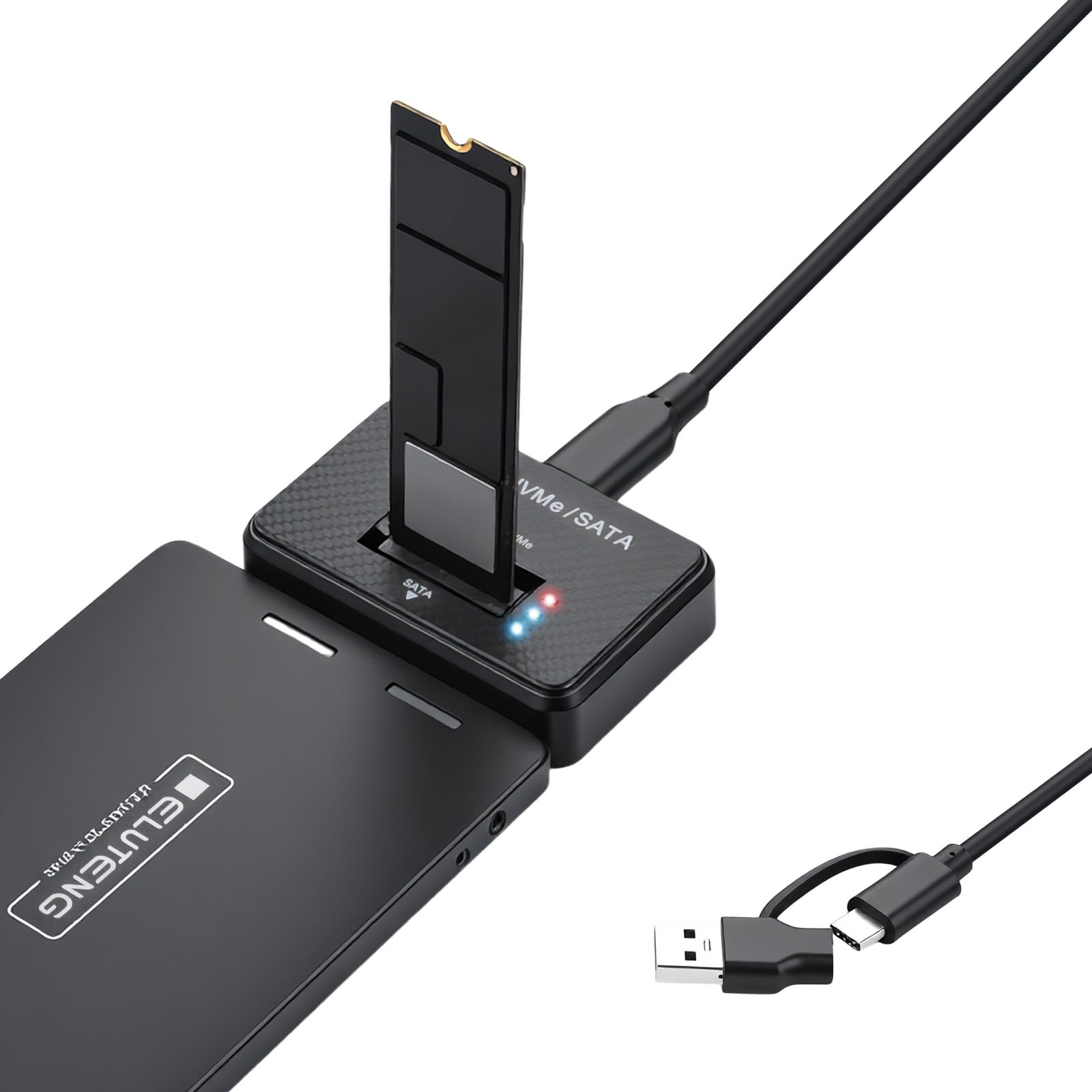ELUTENG NVMe SATA to USB SSD Enclosure 3 in 1 M.2 NVMe/NGFF & 2.5" SATA HDD Reader Adapter 10Gbps High Speed External Hard Drive Converter for M/B+M Key PCIE-image-9