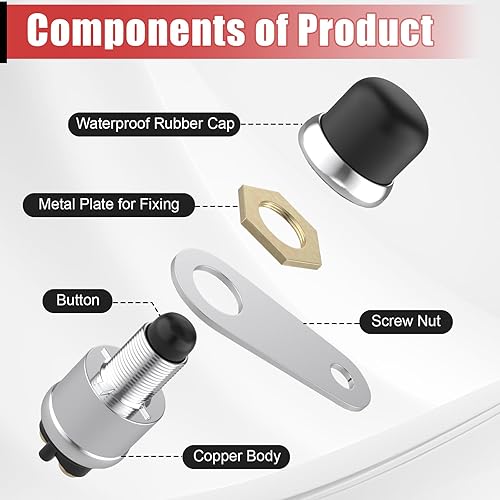 Miniatura 4 de Interruptor de arranque de botón pulsador 12V 50A, interruptor de arranque momentáneo impermeable para motor de automóvil, botón de arranque para
