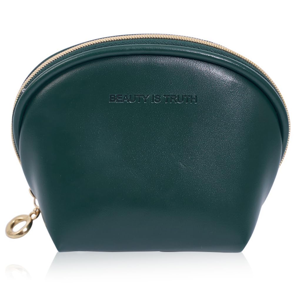 kamumanni Mini Makeup Bag, Water-repellent Lipstick Case, Faux Leather Coin Purse Pouch with Zipper, Tiny Makeup Bag for Purse, Dark Green