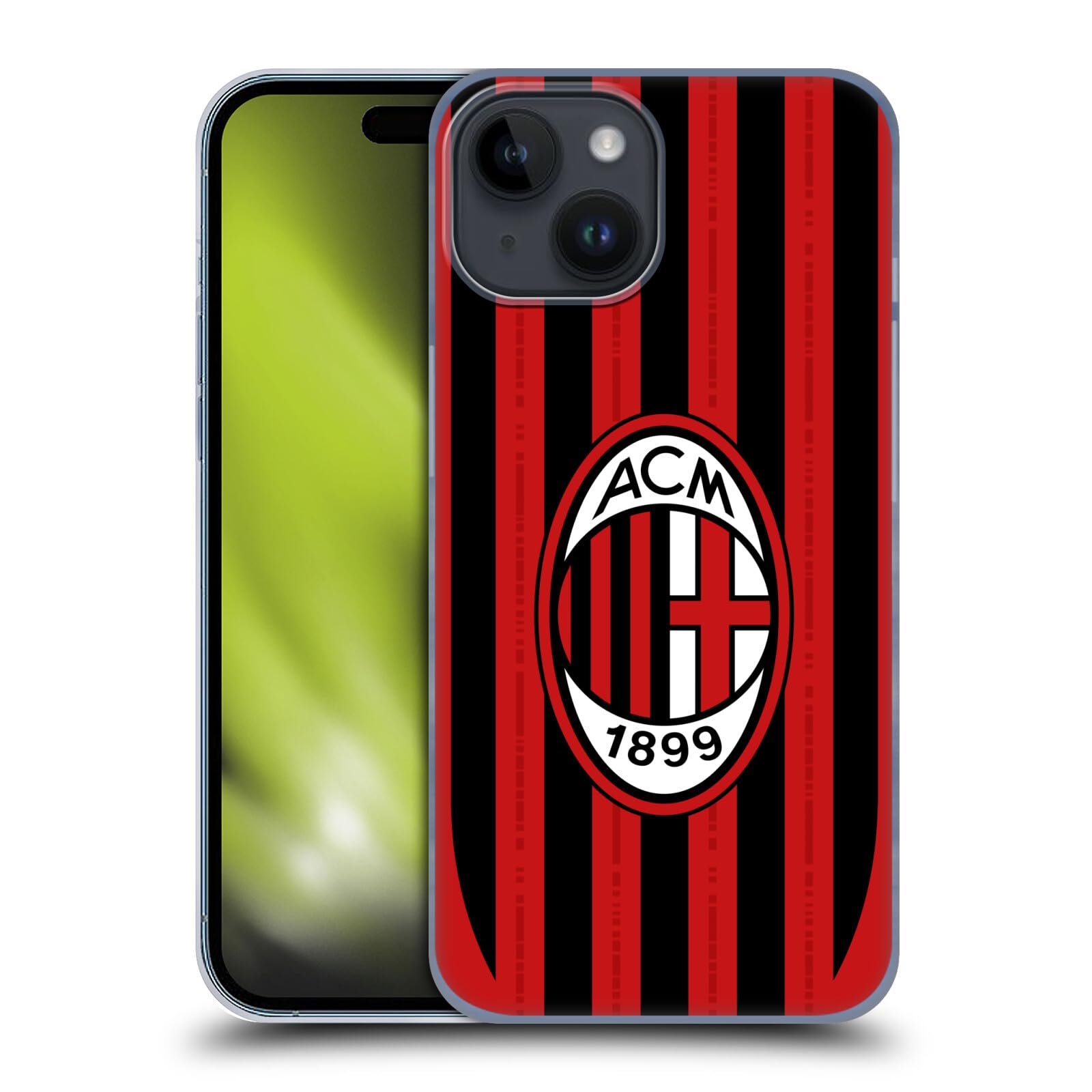 Head Case Designs Licenza Ufficiale AC Milan Home Kit per Stemma 2024/25 Custodia Cover Dura per Parte Posteriore Compatibile con Apple iPhone 15
