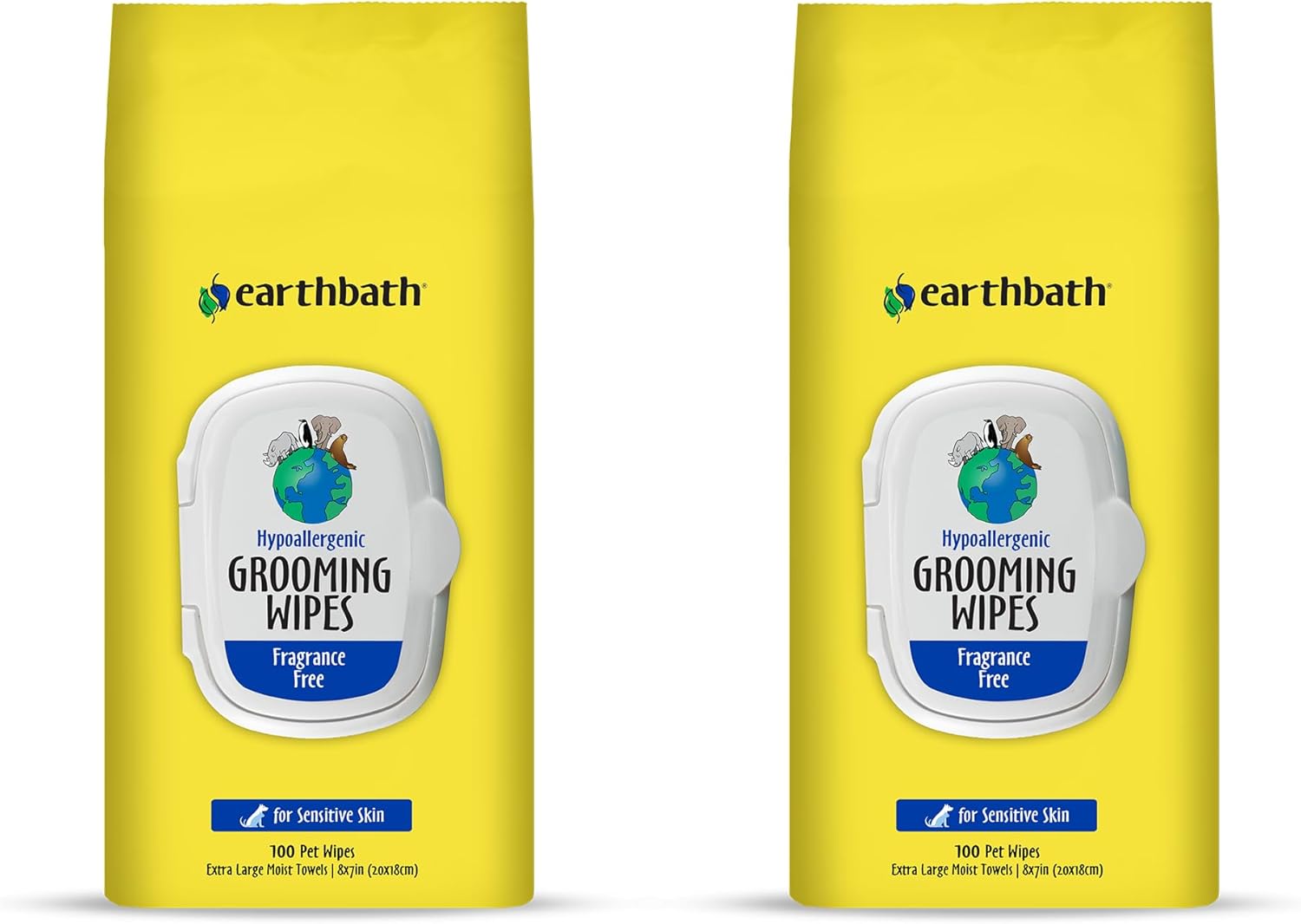 earthbath, Hypo-Allergenic Grooming Wipes – Fragrance Free Dog Wipes for Paws and Butt, Best Pet Wipes for Dogs with Sensitive Skin, Made in USA, Cruelty-Free Dog Cleaning Wipes – 100 Count (2 Pack)