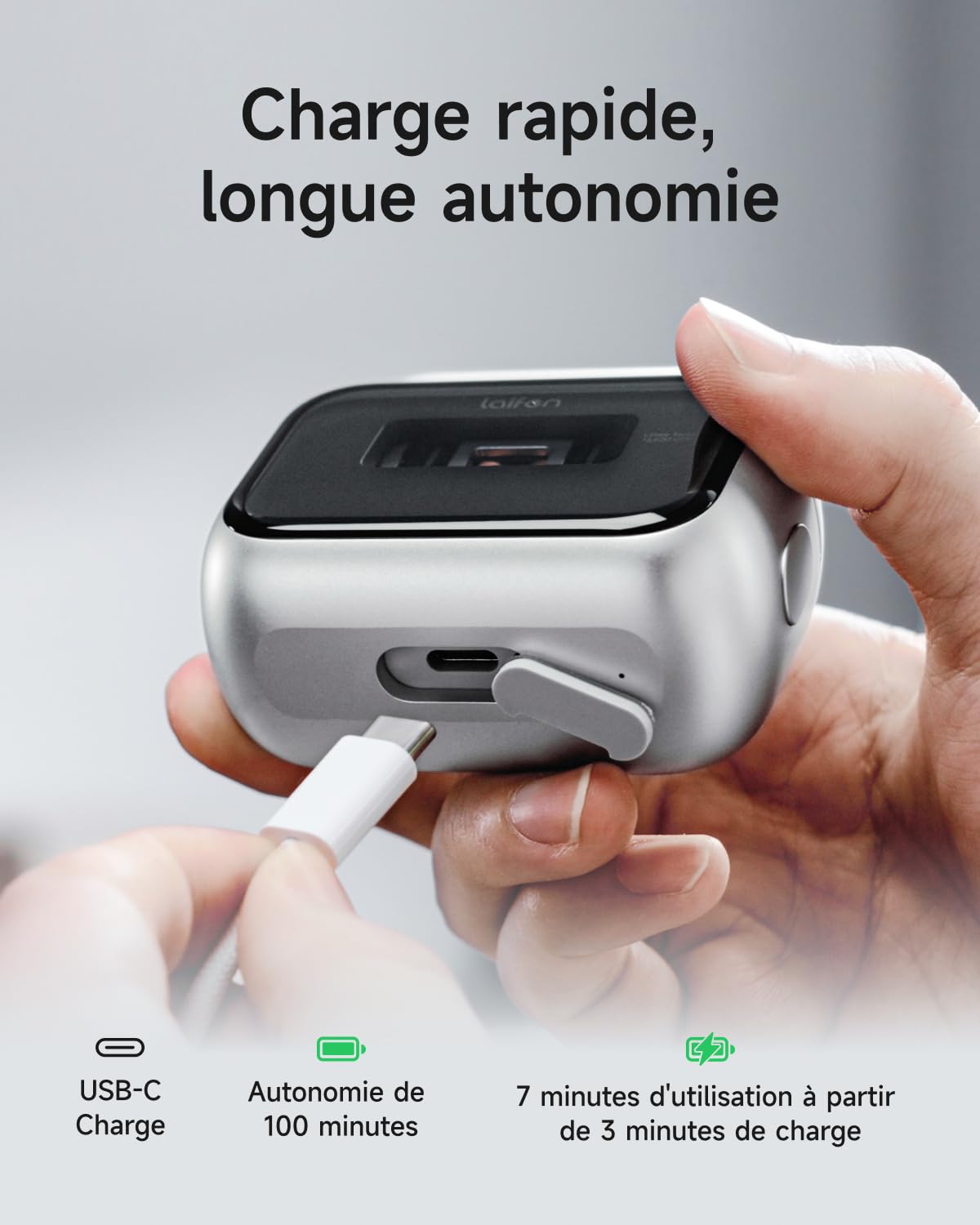 Laifen P3 Pro Rasoir Électrique Moteur Linéaire Breveté 12 000 CPM, Fenêtre sur Moteur, Autonomie de 100 Minutes, Charge 3 Min pour 7 Min, Usage à Sec et sous l'Eau, Idéal pour Voyages (Argent)