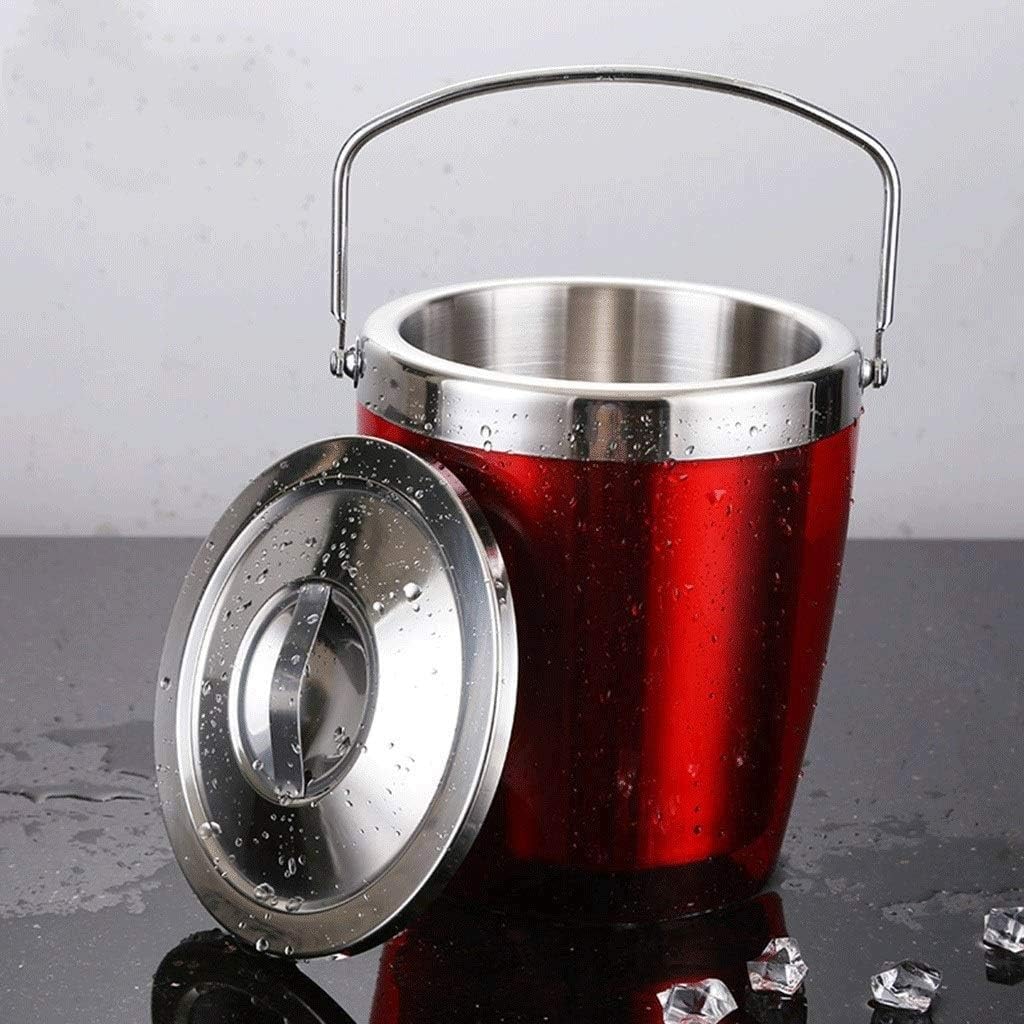 Cubitera Botella Vino Cubo de Hielo Cubo de Acero Enfriador de Botellas de Acero Inoxidable de Pared Enfriador de champán, Vino, Enfriador de Cerveza para Fiestas Asas de Transporte