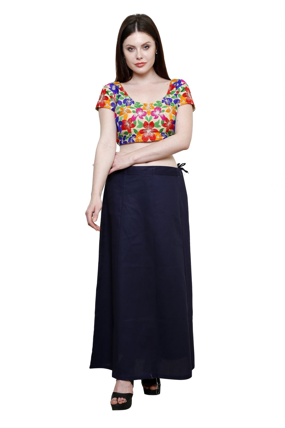 pistaa's Women's Cotton Best Ethnic Solid Inskirt Saree Petticoats (Navy Blue, Free Size)-picture-25