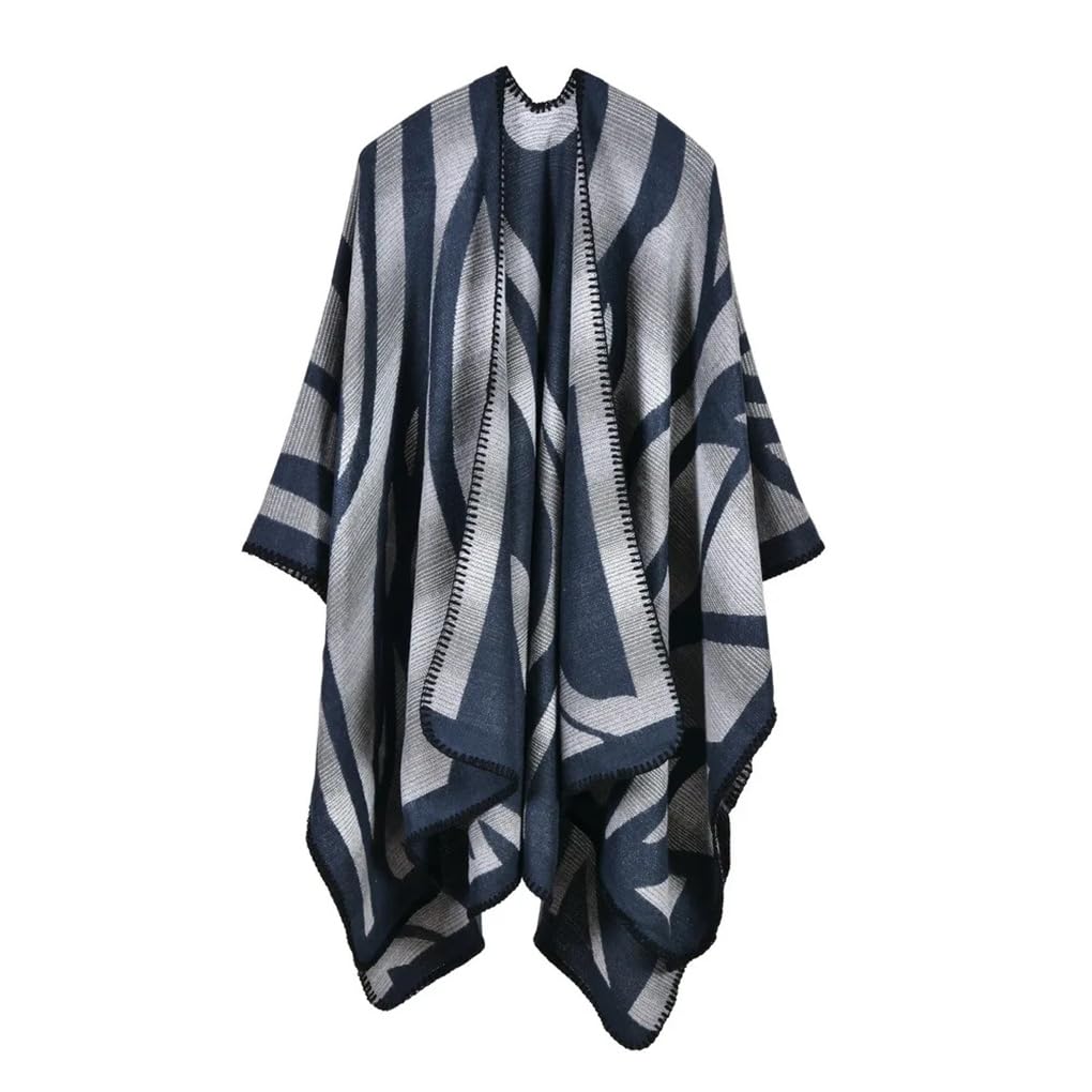Dninmim Donne Autunno Inverno Gradiente Maglione Scialle Allungato Addensato Casual Poncho Mantelle Giallo