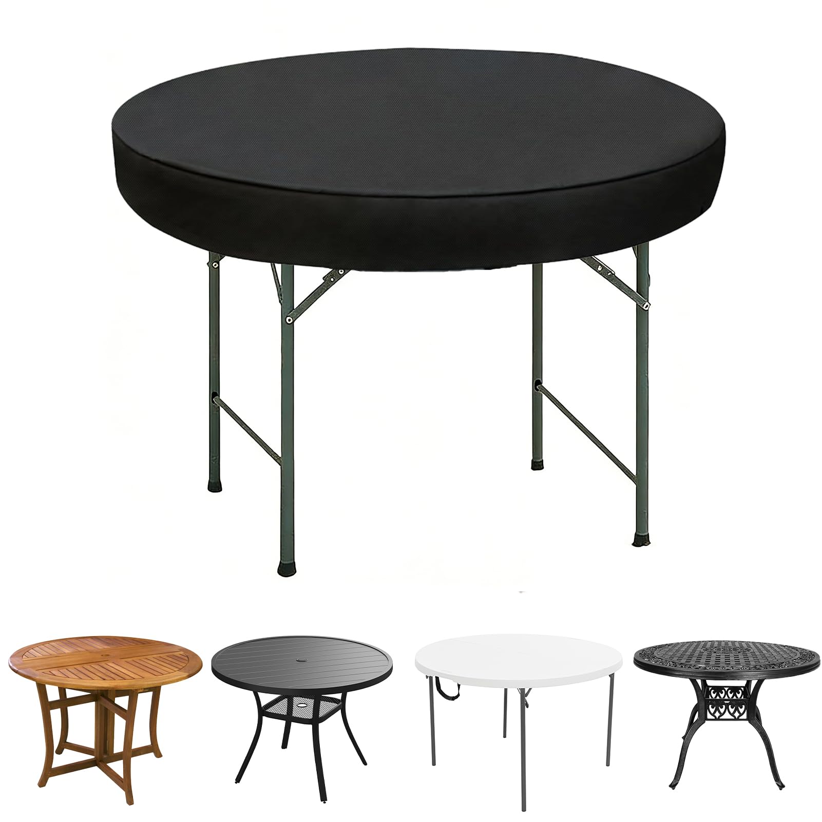 SUNICO Outdoor Round Table Cover 48" Dia, Patio Table Cover Round for Patio Circle Coffee Table & Dining Table & Picnic Table.Windproof, Waterproof,