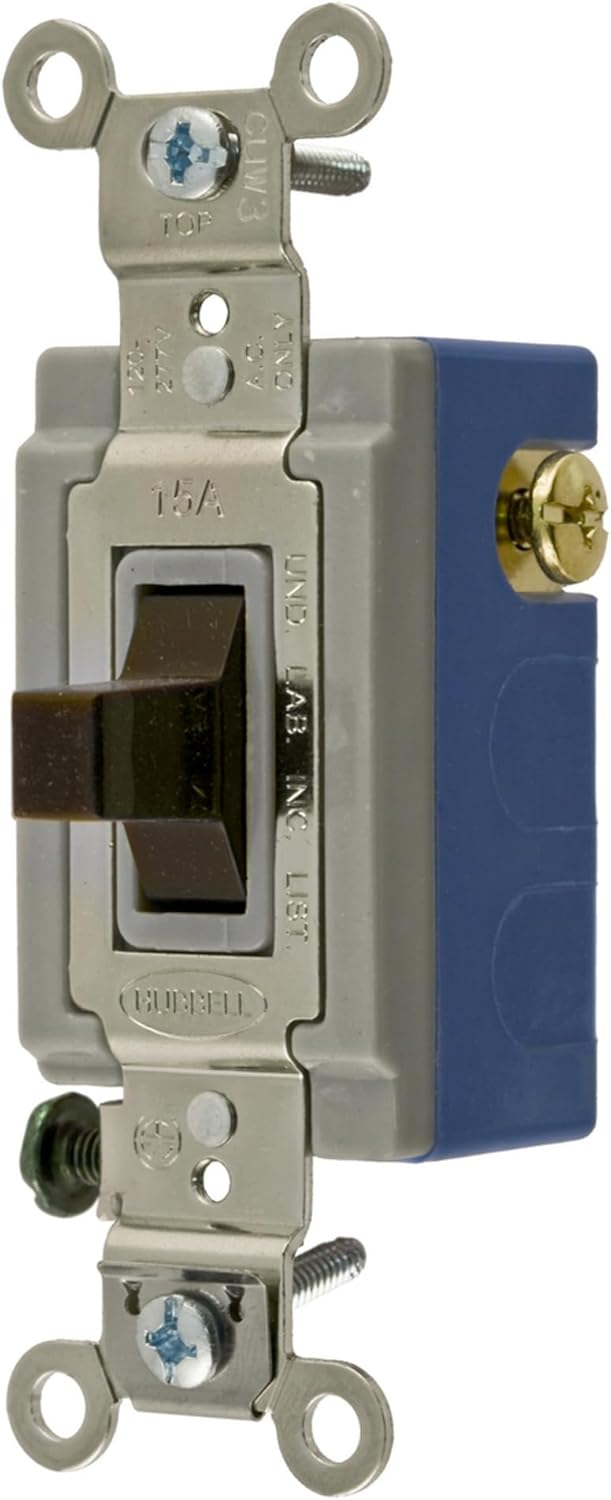 Wall Switch, 1-Pole, Toggle, 15A, Brown HBL1381