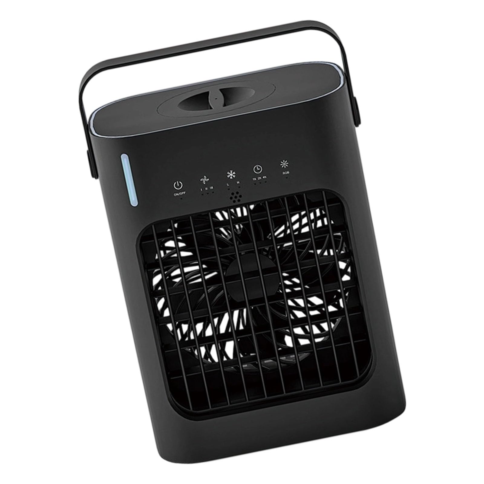 Ventilateur brumisateur USB portable avec commande, Black | 3 vitesses, poignée de transport pour le refroidissement du bureau, du dortoir, du chevet et des voyages