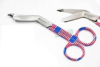 GERMAN EMT LISTER BANDAGE SCISSORS SHEARS 4.5 Inches WITH AMERICAN FLAG DESIGN CYNAMED