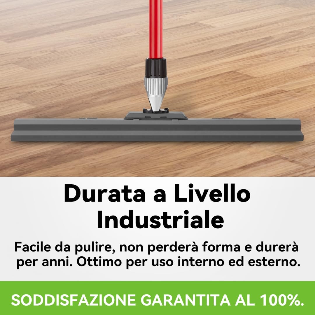 Tyroler Tira Acqua Pavimenti esterno da 45 cm | Testa in Silicone 100% | Manico Antiruggine da 140 cm tergipavimento spingiacqua | tiraacqua pavimenti esterni | tiracqua per pavimento
