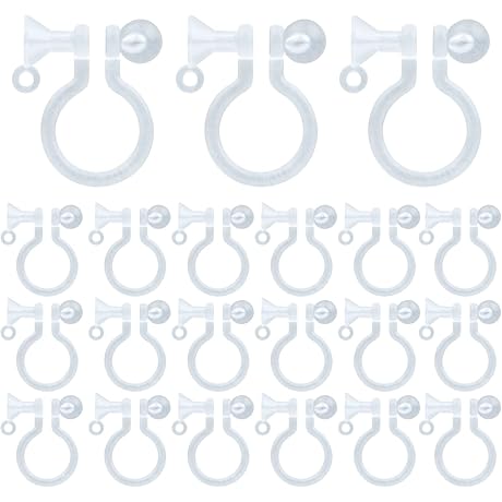 Clear Resin Plastic Clip-On Earring Converter Findings for Non-Pierced Earring Making