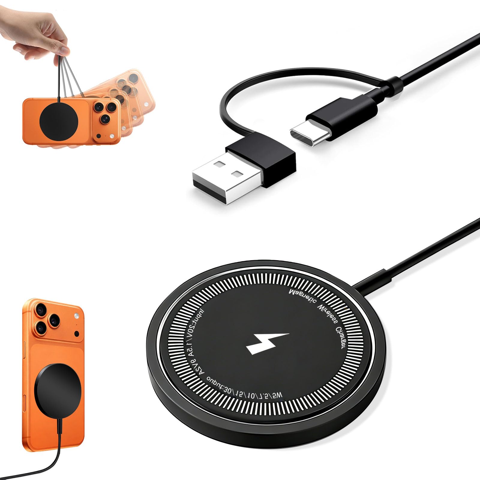 ワイヤレス充電器 マグネット式 Phone17/16/15/14/13/12シリ…