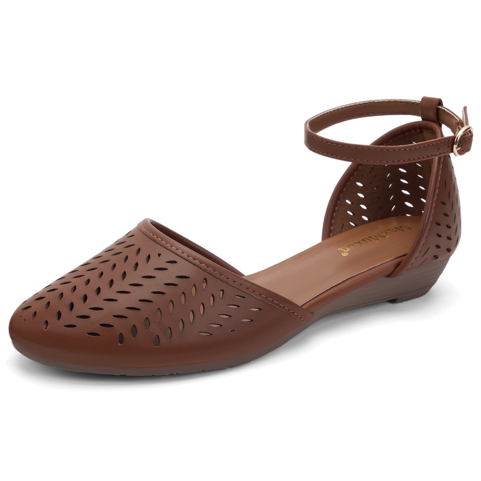 Women's Flat Sandals Summer Beach Closed Toe Cage Sandals Dark Brown Size