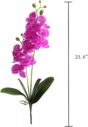 Miniatura 3 de Jasming Flores artificiales de faleanopsis, orquídeas falsas, hojas, ramas para decoración del hogar, bonsái y jardín (morado)