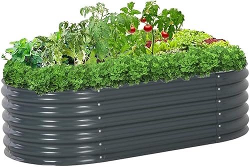 Camas de jardín galvanizadas elevadas al aire libre, cajas de macetas elevadas de 5.3 x 2.6 x 1.5 pies, camas elevadas para jardinería, macetas