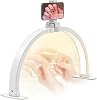 23" Half Moon Nail Desk Lamp with Phone Holder - Foldable Arch Light for Manicure, Lash Extensions & Tattoo - 3 Color Modes & 10 Brightness Adjustable - Professional Beauty Salon Lighting (White) [Energy Class A+]