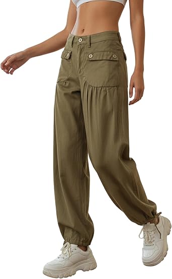 Women Low Waisted Cargo Jean Lotus Tube Wide Leg Denim Casual Baggy Pants Ruffle Trousers Y2k Barrel Jeans