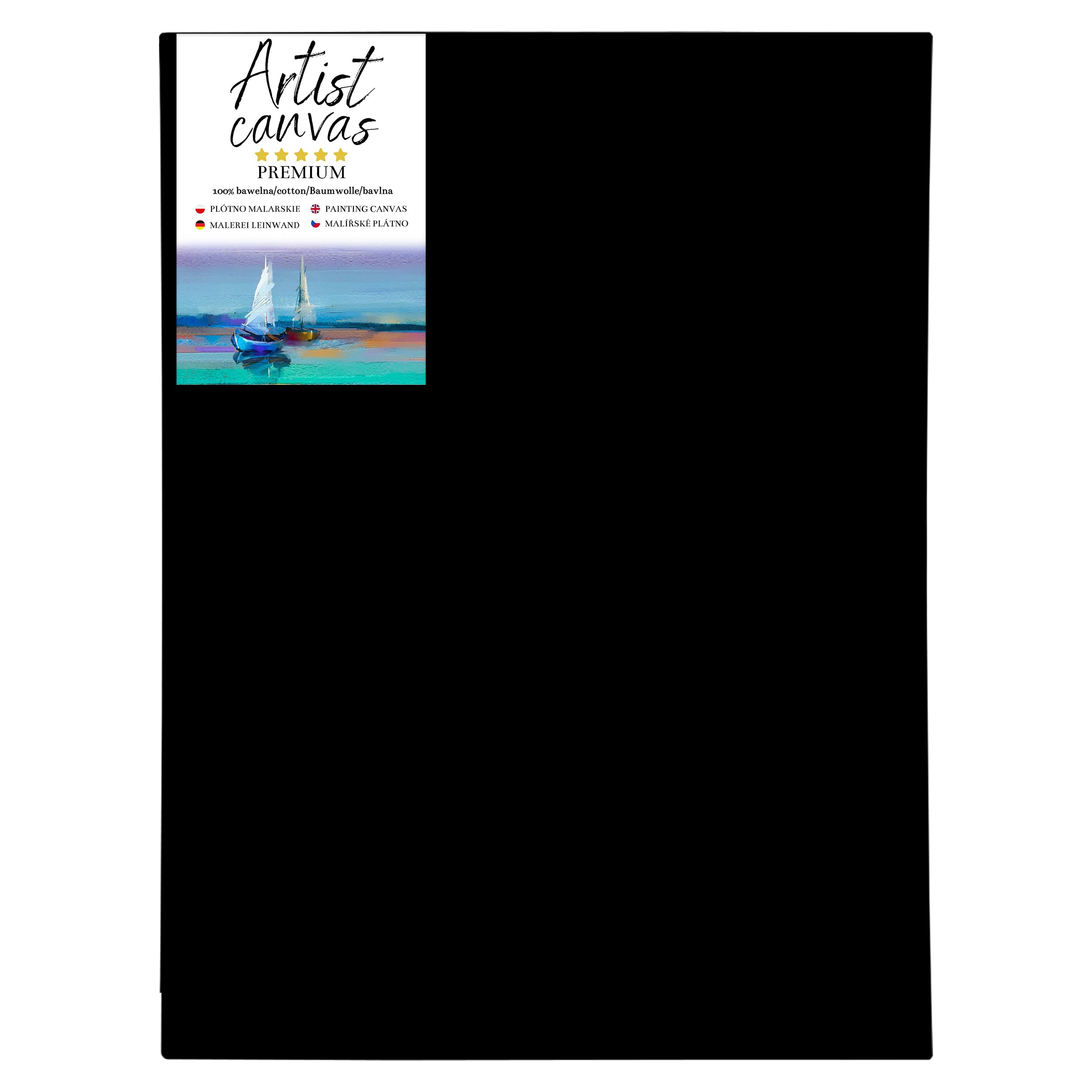 GP TONER Canvas for Painting Cotton Black Stretched Canvas for Painting Wooden Frames 20x28 in