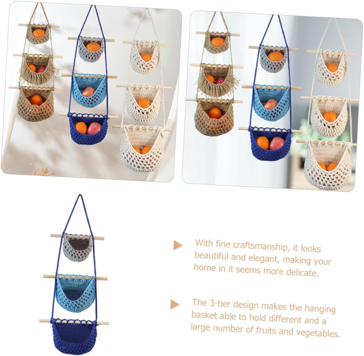 Space-saving Wall Mount Fruit Vegetable Basket Hanging Basket Kitchen Decor Fruit Bowl