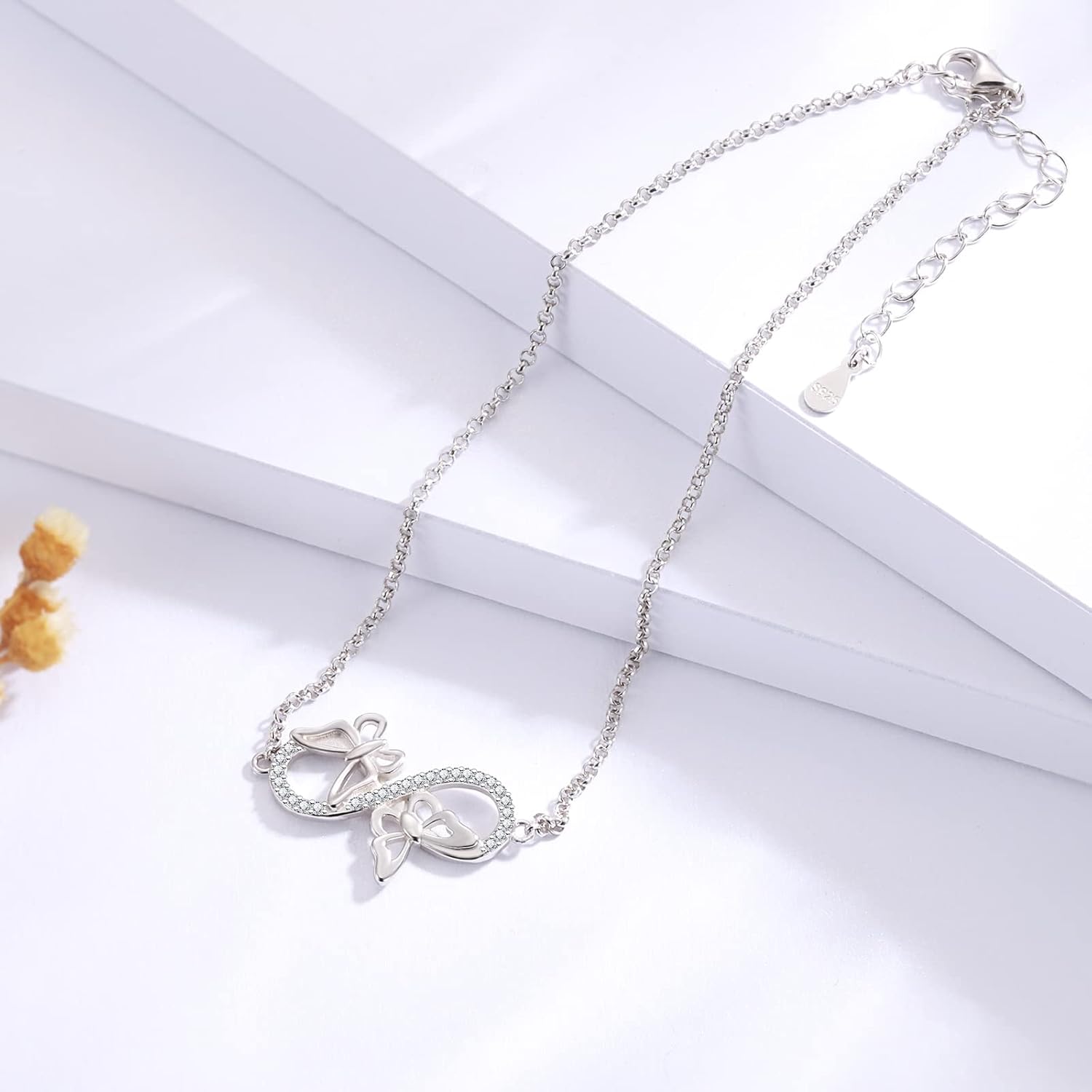 Butterfly Ankle Bracelet for Women - 925 Sterling Silver Anklet Adjustable Foot Chain Gifts for Her Summer Beach - Image 3