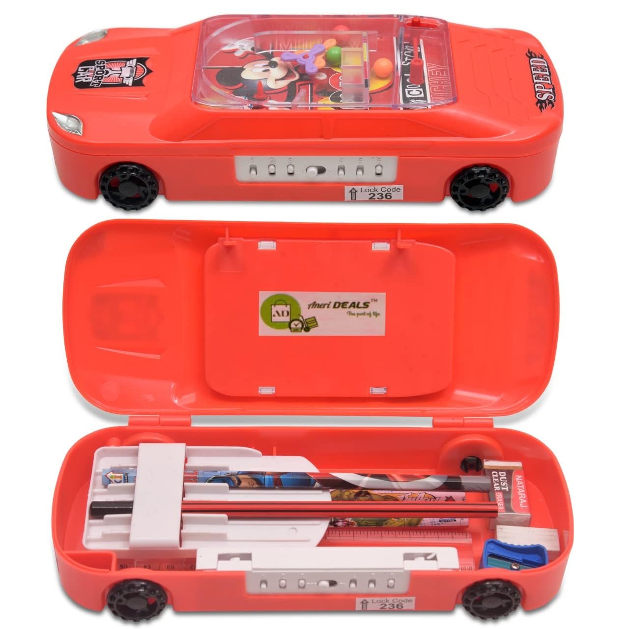 SKI Car Pencil Box for Kids with Password Lock and Game, Geometry Case for Boys, Girls, Return Gift, Pack of 1 (Car Red) (B0D7VXVPKK) Amazon Price History, Amazon Price Tracker