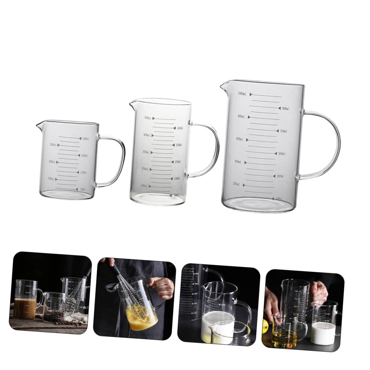 LABRIMP 3pièces Tasses à Mesurer Verre Avec Échelle Pour Cuisine Parfaites Pour Mesurer Lait Miel Vinaigre Et Sauces