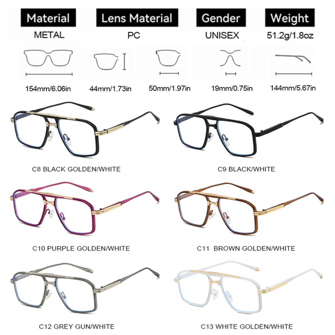 Luxus-Sonnenbrille mit Metall-Doppelsteg für Herren, modische Farbverlauf-Sonnenbrille für Damen, UV400-Schutz, klare Gläser
