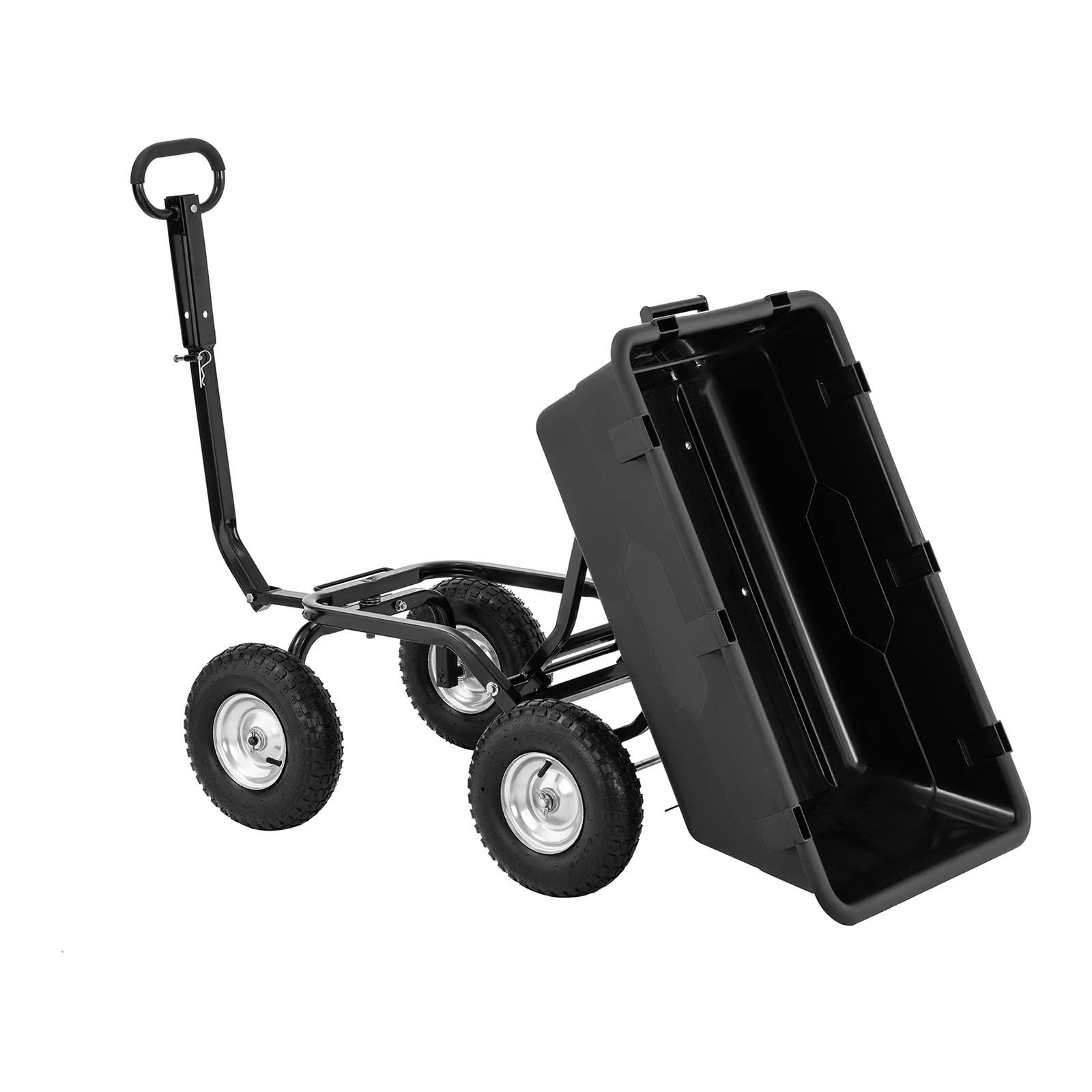 Brouette De Jardin Chariot Basculant À Benne Basculante 4 Roues Remorque HT-Q.BASS-550 (Capacité De 550 kg, Contenance De 150 l, Fonction De Basculement, Roue ø 25 cm)