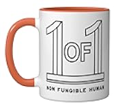 NFT Lover Crypto Non-Fungible Token Cryptocurrency Ceramic Mug, Orange/White