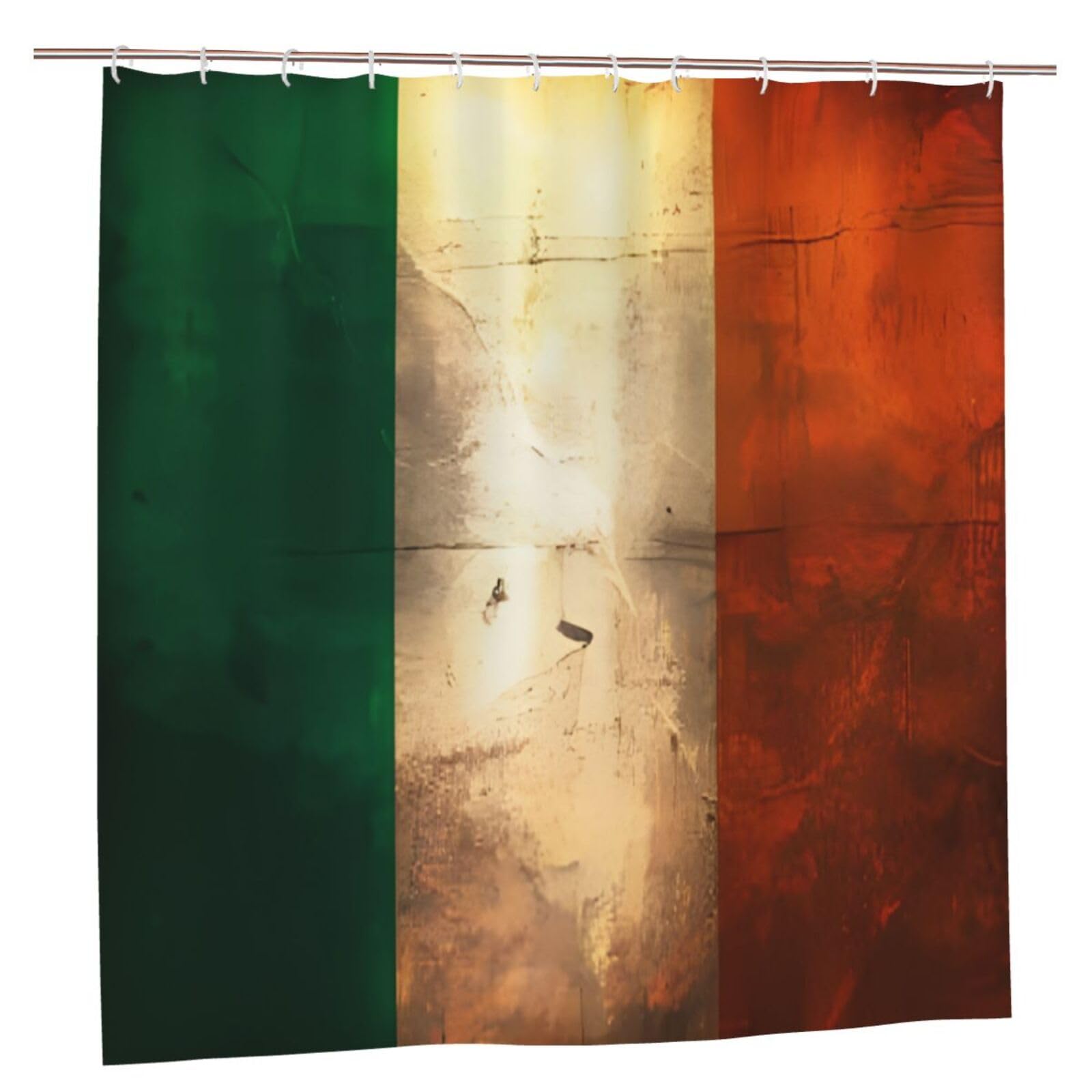 Klgrtjhk Plastic Retro Irish Flag Shower Curtain 72X72in Bathroom Curtain﻿