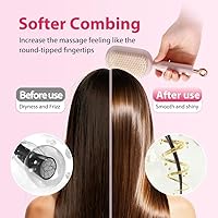 Vista 4 de Peine de masaje con cojín retráctil, cepillo para el cabello con cerdas retráctiles, peine de pelo retráctil, cepillo de pelo autolimpiante para Rosa