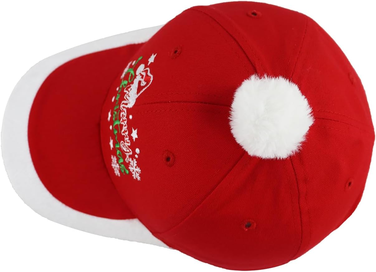 Funny Merry Christmas Hat for Men Women, Adjustable Embroidered Cotton Santa Red Baseball Cap - Image 3