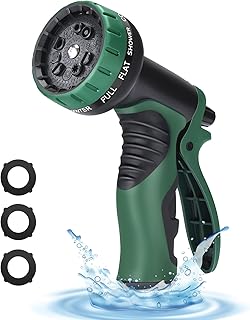 Garden Hose Nozzle, Water Hose Nozzle Sprayer with 9 Adjustable Watering Spray Patterns for Watering, Cleaning, Car Washing, Pets Showering