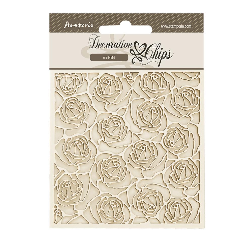 Stamperia International KFT Stamperia 14x14 cm Decorative Chips Romance Forever Pattern, Cream, 14 x 14 cm