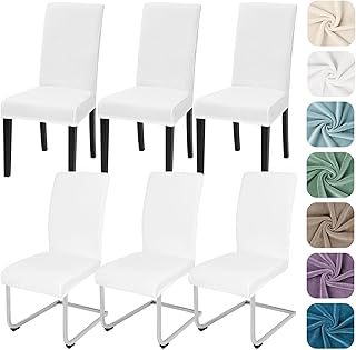 Alishomtll Stretch Samt Stuhlhussen 6er Set Velvet/Velour Stuhlbezug Schwingstuhl Elastische Hussen Waschbarer Stühle Schutz für Küche Restaurant Hotel Bankett Hochzeit (Weiß, 6 Stück)