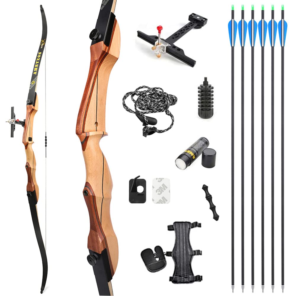 SHARROW Archery Takedown Recurve Bow and Arrows Set 66/68/70 inch Competition Athletic Bow 14-40lbs Longbow for Youth Adult Outdoor Training Shooting (16lbs/66", Black)
