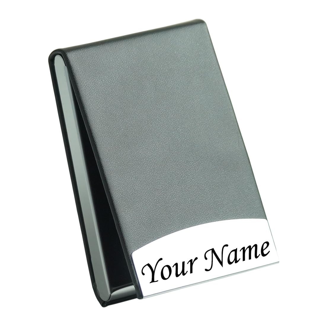 custom Engraved Your Name Customized On Vertical Card Holder -Luxurious Unisex Design-RFID Blocking Stainless Steel 1 x 10 x 6 cm for Credit|Debit|ATM|Business Visiting Corporate Gift (Black-Long)-picture-16