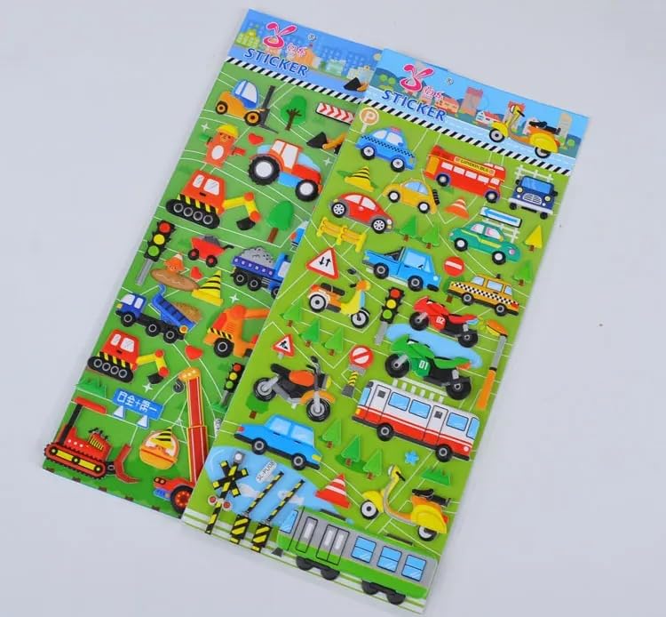 Image of Kids Vehicle Stickers Set - Cars, Trucks, Fire Engine, Ambulance, Police & Airplane Stickers for Toddlers, Scrapbooking, School Projects & DIY Crafts
