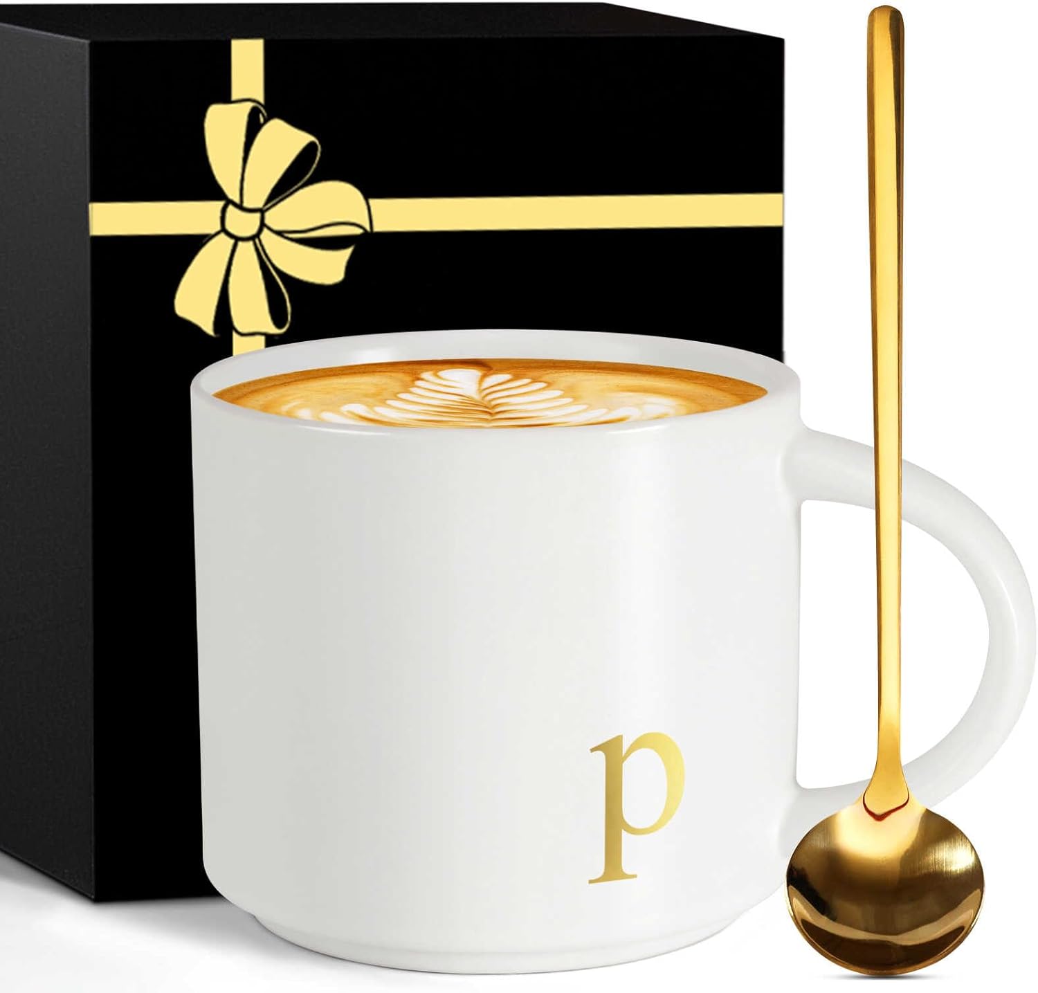 Monogrammed Ceramic Large Coffee Mug Tea Cup Women Teacher Coworker Assistant Principal Christmas Gifts Paraprofessional Administrative Professional It Hr Admin Day French Nursing Spanish Swim Latin,P